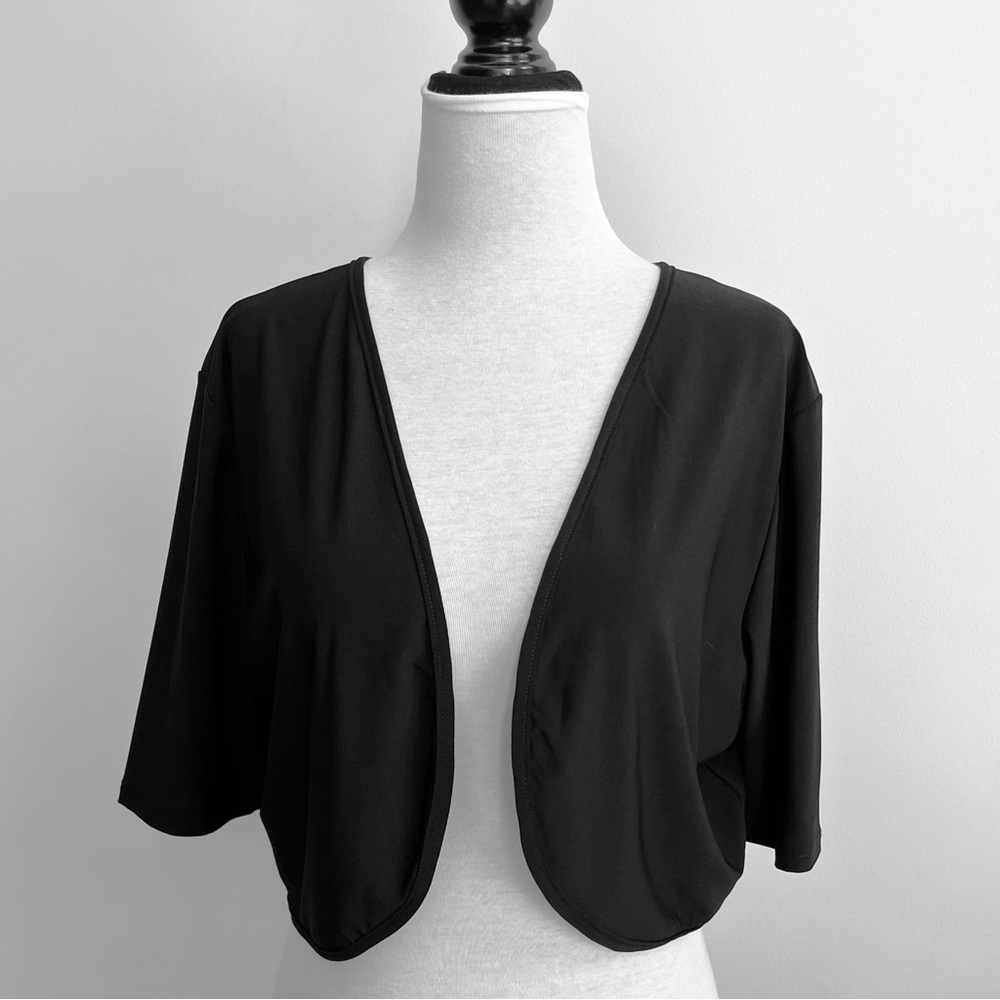 Black Bolero/Shrug-Size M/L-Open Front~3/4”Sleeves